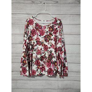 3 for $20 Laura Scott 2x floral pink long sleeve blouse